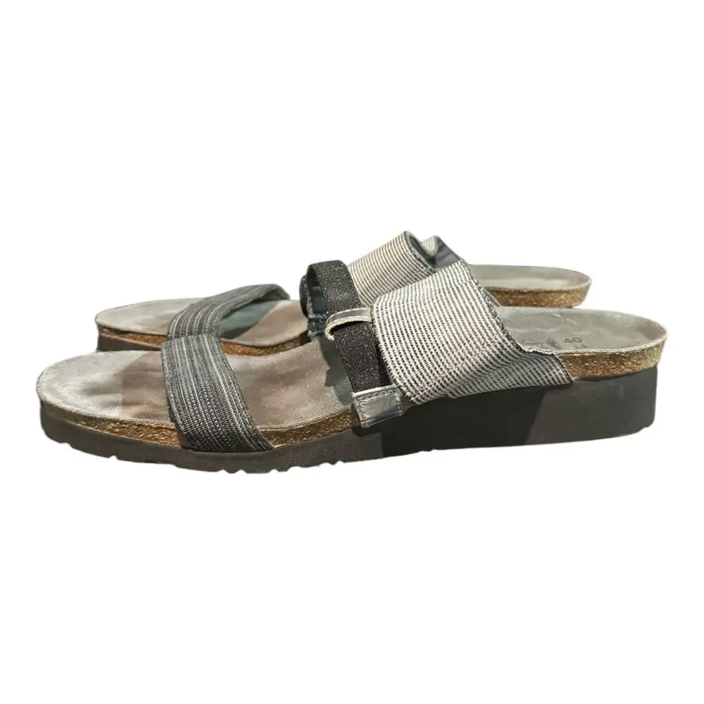 Naot Women’s Brenda Gray Wedge Sandals Size 40 US 9 Comfort Casual Slip On Shoe